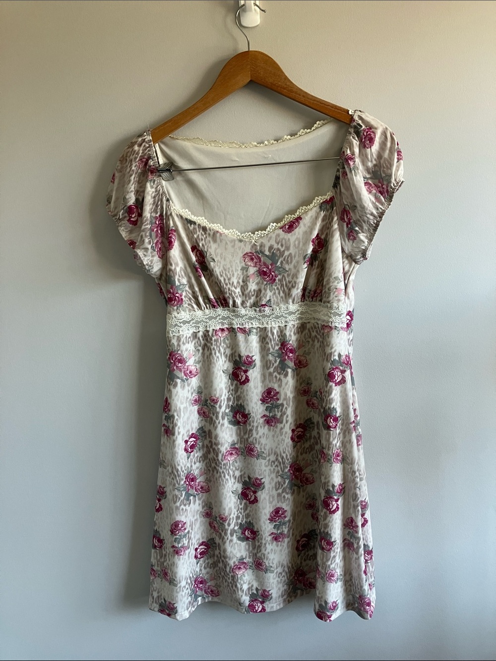 Y2K 2000’s Floral Lace Trim babydoll mini short sleeve Dress